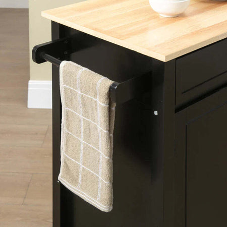 Carrello-da-Cucina-in-Legno-con-Cassetto,-Armadietto-e-Ruote,-83x45x88cm,-Nero-HG7801-214HG7