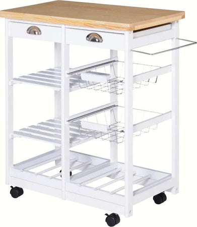 Carrello-da-Cucina-Multiuso-con-2-Cassetti,-2-Ripiani-e-2-Cesti,-in-Legno-di-Pino,-74x37x76-cm,-Bianco-UY7801-079WTUY7