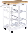 Carrello-da-Cucina-Multiuso-con-2-Cassetti,-2-Ripiani-e-2-Cesti,-in-Legno-di-Pino,-74x37x76-cm,-Bianco-UY7801-079WTUY7