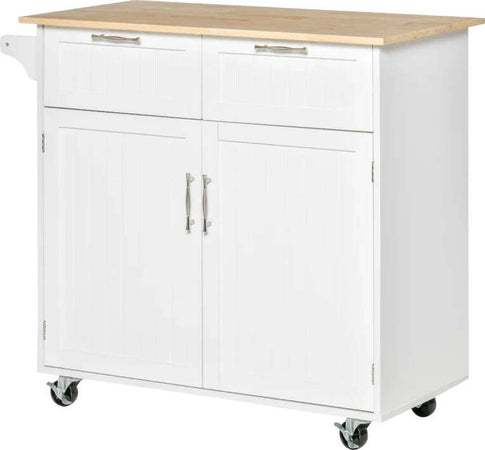 Carrello-da-Cucina-Multiuso-in-Legno-con-2-Cassetti,-104x46x91cm---Bianco-FR2801-203FR2