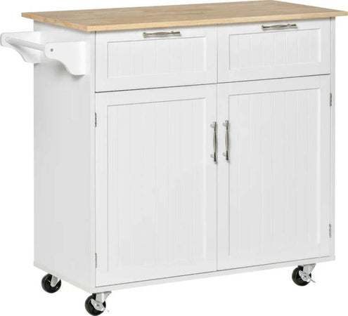 Carrello-da-Cucina-Multiuso-in-Legno-con-2-Cassetti,-104x46x91cm---Bianco-FR2801-203FR2