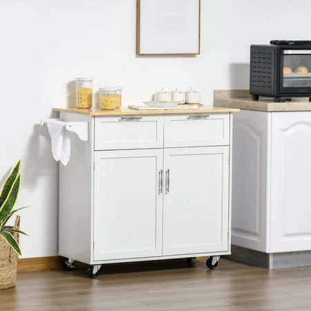 Carrello-da-Cucina-Multiuso-in-Legno-con-2-Cassetti,-104x46x91cm---Bianco-FR2801-203FR2