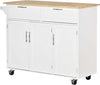 Carrello-da-Cucina-Multiuso-in-Legno-con-2-Cassetti,-3-Antine-e-4-Ruote-121x46x91cm---Bianco-TR8801-204TR8