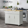 Carrello-da-Cucina-Multiuso-in-Legno-con-2-Cassetti,-3-Antine-e-4-Ruote-121x46x91cm,-Grigio-YH1801-204GYYH1
