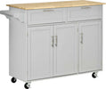 Carrello-da-Cucina-Multiuso-in-Legno-con-2-Cassetti,-3-Antine-e-4-Ruote-121x46x91cm,-Grigio-YH1801-204GYYH1