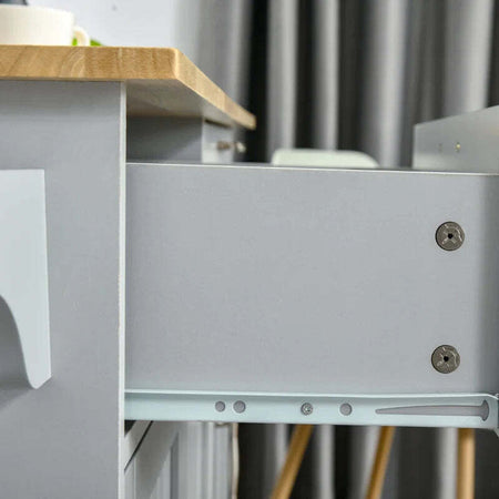 Carrello-da-Cucina-Multiuso-in-Legno-con-2-Cassetti,-3-Antine-e-4-Ruote-121x46x91cm,-Grigio-YH1801-204GYYH1