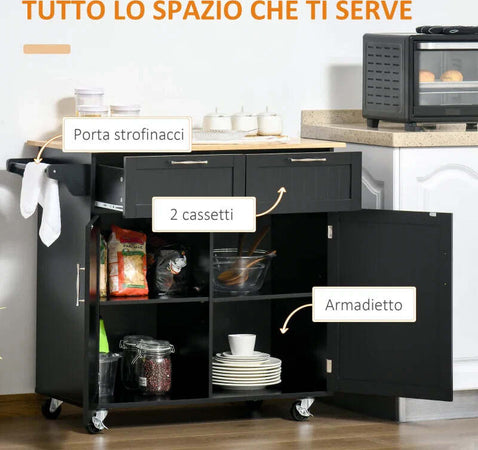 Carrello-da-Cucina-Multiuso-in-Legno-con-2-Cassetti,-Armadietto-e-4-Ruote,-104x46x91cm,-Nero-PL6801-203V00BKPL6