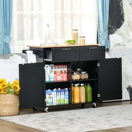 Carrello-da-Cucina-Multiuso-in-Legno-con-2-Cassetti,-Armadietto-e-4-Ruote,-104x46x91cm,-Nero-PL6801-203V00BKPL6