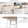 Carrello-da-Cucina-Pieghevole,-Mobile-da-Cucina-Salvaspazio-con-2-Sgabelli-2-Cassetti-5-Ruote-(Rotazione-360°),-Legno-MDF-Bianco-MN2801-117MN2