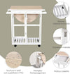 Carrello-da-Cucina-Pieghevole,-Mobile-da-Cucina-Salvaspazio-con-2-Sgabelli-2-Cassetti-5-Ruote-(Rotazione-360°),-Legno-MDF-Bianco-MN2801-117MN2