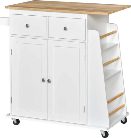 Carrello-da-Cucina-Portaspezie-a-3-Livelli-e-4-Ruote-in-MDF-e-Truciolato,-89x45x89cm,-Bianco-ER3801-163ER3