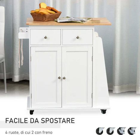 Carrello-da-Cucina-Portaspezie-a-3-Livelli-e-4-Ruote-in-MDF-e-Truciolato,-89x45x89cm,-Bianco-ER3801-163ER3