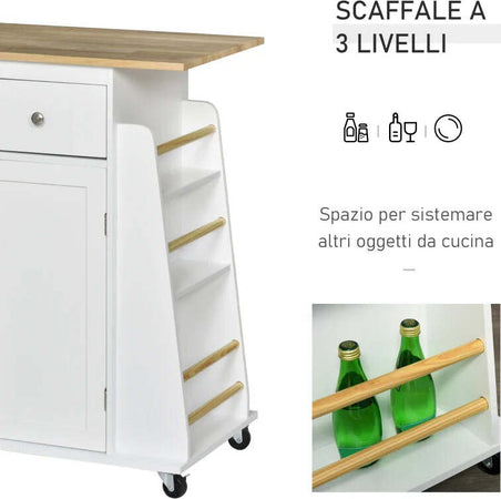 Carrello-da-Cucina-Portaspezie-a-3-Livelli-e-4-Ruote-in-MDF-e-Truciolato,-89x45x89cm,-Bianco-ER3801-163ER3