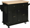 Carrello-da-Cucina-Portavivande-con-Cassetti,-Armadietti-e-Portaspezie,-in-Legno-e-MDF,-111x44.5x82.5-cm,-Nero-JH4801-161BKJH4
