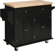 Carrello-da-Cucina-Portavivande-con-Cassetti,-Armadietti-e-Portaspezie,-in-Legno-e-MDF,-111x44.5x82.5-cm,-Nero-JH4801-161BKJH4