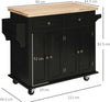 Carrello-da-Cucina-Portavivande-con-Cassetti,-Armadietti-e-Portaspezie,-in-Legno-e-MDF,-111x44.5x82.5-cm,-Nero-JH4801-161BKJH4