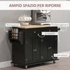 Carrello-da-Cucina-Portavivande-con-Cassetti,-Armadietti-e-Portaspezie,-in-Legno-e-MDF,-111x44.5x82.5-cm,-Nero-JH4801-161BKJH4