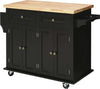 Carrello-da-Cucina-Portavivande-con-Cassetti,-Armadietti-e-Portaspezie,-in-Legno-e-MDF,-111x44.5x82.5-cm,-Nero-JH4801-161BKJH4