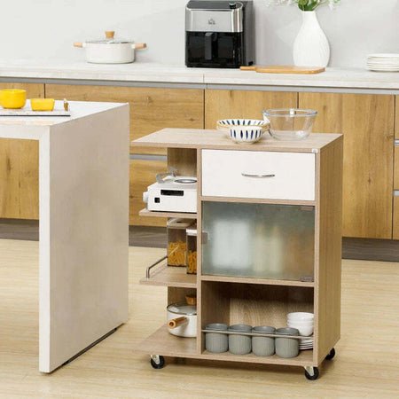 Carrello-da-Cucina-Portavivande-con-Cassetto,-Ripiani-e-Armadietto-in-Legno,-Acciaio-e-Vetro,-65x39x80cm-GH2801-242NDGH2