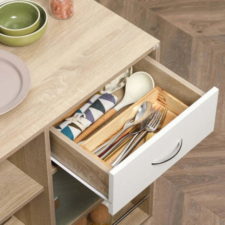 Carrello-da-Cucina-Portavivande-con-Cassetto,-Ripiani-e-Armadietto-in-Legno,-Acciaio-e-Vetro,-65x39x80cm-GH2801-242NDGH2