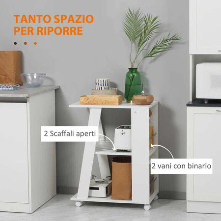 Carrello-da-Cucina-Portavivande-in-Legno-con-2-Ripiani-e-Ruote,-60x38x77cm,-Bianco-KJ2801-292V00WTKJ2