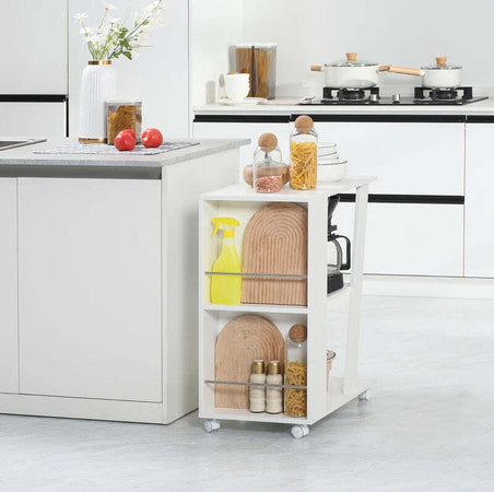 Carrello-da-Cucina-Portavivande-in-Legno-con-2-Ripiani-e-Ruote,-60x38x77cm,-Bianco-KJ2801-292V00WTKJ2