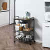 Carrello-da-Cucina-Portavivande-Stile-Industriale-con-4-Ruote,-2-Cestini-e-4-Ganci,-60x38x85.5cm,-Marrone-Nero-FT9801-225FT9