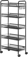 Carrello-da-Cucina-Salvaspazio-a-5-Livelli-con-Cestini-a-Rete-in-Acciaio,-45x26.5x106cm,-Nero-TW9850-164TW9