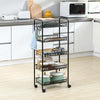 Carrello-da-Cucina-Salvaspazio-a-5-Livelli-con-Cestini-a-Rete-in-Acciaio,-45x26.5x106cm,-Nero-TW9850-164TW9