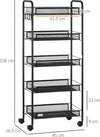 Carrello-da-Cucina-Salvaspazio-a-5-Livelli-con-Cestini-a-Rete-in-Acciaio,-45x26.5x106cm,-Nero-TW9850-164TW9