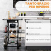 Carrello-da-Cucina-Salvaspazio-con-1-Cassetto,-4-Cesti-Estraibili,-4-Ripiani,-Legno-di-Pino-e-Metallo,-57x37x83cm-KJ4801-122KJ4