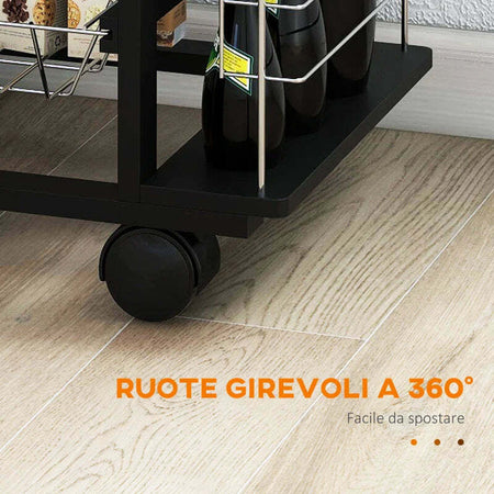 Carrello-da-Cucina-Salvaspazio-con-1-Cassetto,-4-Cesti-Estraibili,-4-Ripiani,-Legno-di-Pino-e-Metallo,-57x37x83cm-KJ4801-122KJ4