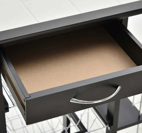 Carrello-da-Cucina-Salvaspazio-con-1-Cassetto,-4-Cesti-Estraibili,-4-Ripiani,-Legno-di-Pino-e-Metallo,-57x37x83cm-KJ4801-122KJ4