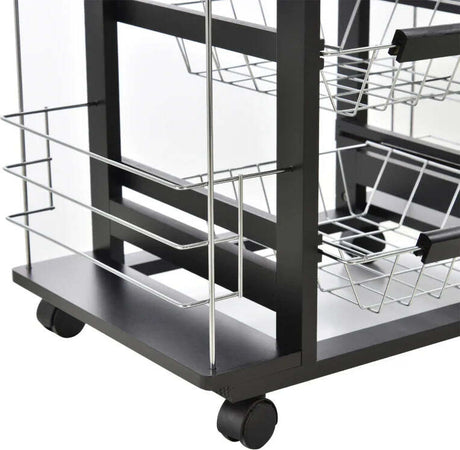 Carrello-da-Cucina-Salvaspazio-con-1-Cassetto,-4-Cesti-Estraibili,-4-Ripiani,-Legno-di-Pino-e-Metallo,-57x37x83cm-KJ4801-122KJ4