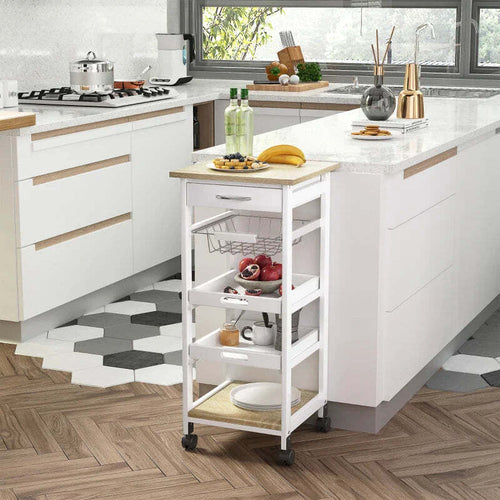 Carrello-da-Cucina-Salvaspazio-in-Legno-Bianco-con-4-Ruote-37x37x82cm-UH3801-152WTUH3