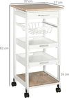 Carrello-da-Cucina-Salvaspazio-in-Legno-Bianco-con-4-Ruote-37x37x82cm-UH3801-152WTUH3