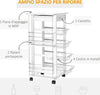 Carrello-da-Cucina-Salvaspazio-in-Legno-Bianco,-Portavivande-con-1-Piano-di-Lavoro-1-Cassetto-e-4-Cestelli-Metallici,-47x37x83cm-LK6801-121V01WTLK6
