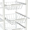 Carrello-da-Cucina-Salvaspazio-in-Legno-Bianco,-Portavivande-con-1-Piano-di-Lavoro-1-Cassetto-e-4-Cestelli-Metallici,-47x37x83cm-LK6801-121V01WTLK6