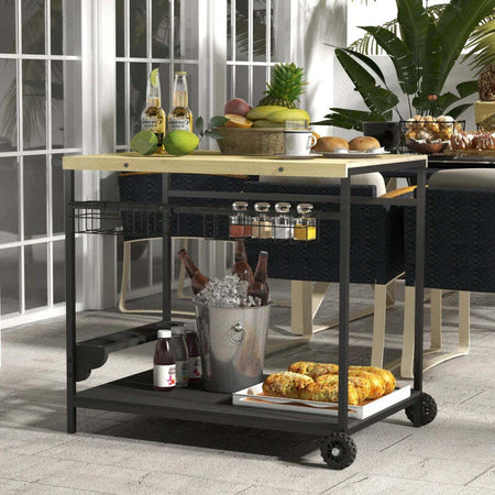 Carrello-da-Giardino-a-2-Ripiani,-2-Cesti-e-4-Spazi-Portabottiglie,-in-Legno-di-Abete,-97.5x65x81-cm--ER584G-420V00NDER5