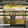 Carrello-da-Giardino-a-2-Ripiani,-2-Cesti-e-4-Spazi-Portabottiglie,-in-Legno-di-Abete,-97.5x65x81-cm--ER584G-420V00NDER5