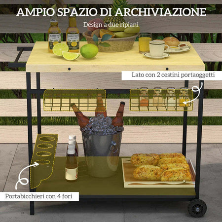 Carrello-da-Giardino-a-2-Ripiani,-2-Cesti-e-4-Spazi-Portabottiglie,-in-Legno-di-Abete,-97.5x65x81-cm--ER584G-420V00NDER5