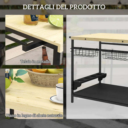 Carrello-da-Giardino-a-2-Ripiani,-2-Cesti-e-4-Spazi-Portabottiglie,-in-Legno-di-Abete,-97.5x65x81-cm--ER584G-420V00NDER5