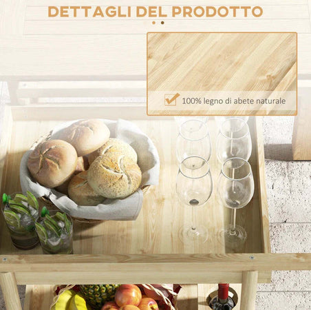 Carrello-da-Giardino-a-2-Ripiani-e-4-Spazi-Portabottiglie,-in-Legno-di-Abete,-78x58.5x75-cm-GH384G-419V00NDGH3