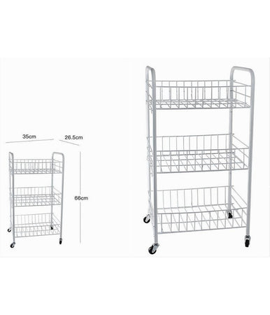 Carrello In Metallo Da Bagno Portaoggetti 3 Ripiani Porta Oggetti Con Ruote 52531