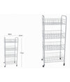 Carrello In Metallo Da Bagno Portaoggetti 4 Ripiani Porta Oggetti Con Ruote 52532