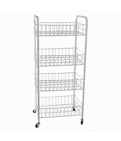 Carrello In Metallo Da Bagno Portaoggetti 4 Ripiani Porta Oggetti Con Ruote 52532