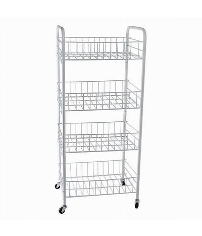 Carrello In Metallo Da Bagno Portaoggetti 4 Ripiani Porta Oggetti Con Ruote 52532