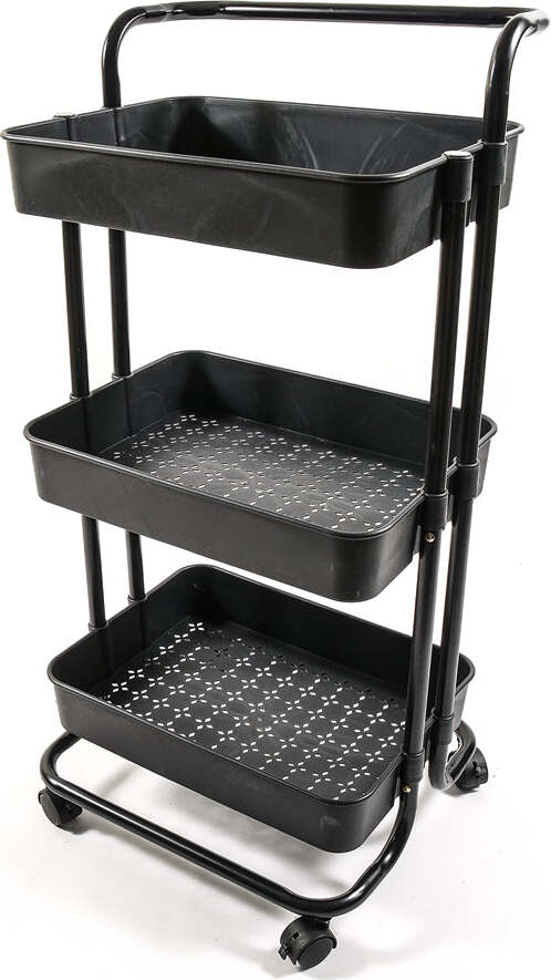 Carrello in metallo e plastica con 3 ripiani e ruote scaffale multiuso da 85 cm Fai da te/Organizzazione casa e magazzini/Scaffalature Decor Space - Altamura, Commerciovirtuoso.it