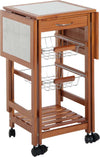 Carrello-Isola-da-Cucina-Salvaspazio-in-Legno-di-Pino,-Carrello-Portavivande-con-4-Ruote-Cassetto-3-Cesti-Estraibili-Portafrutta,-Bianco-VB5801-130WTVB5