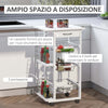 Carrello-Isola-da-Cucina-Salvaspazio-in-Legno-di-Pino,-Carrello-Portavivande-con-4-Ruote-Cassetto-3-Cesti-Estraibili-Portafrutta,-Bianco-VB5801-130WTVB5